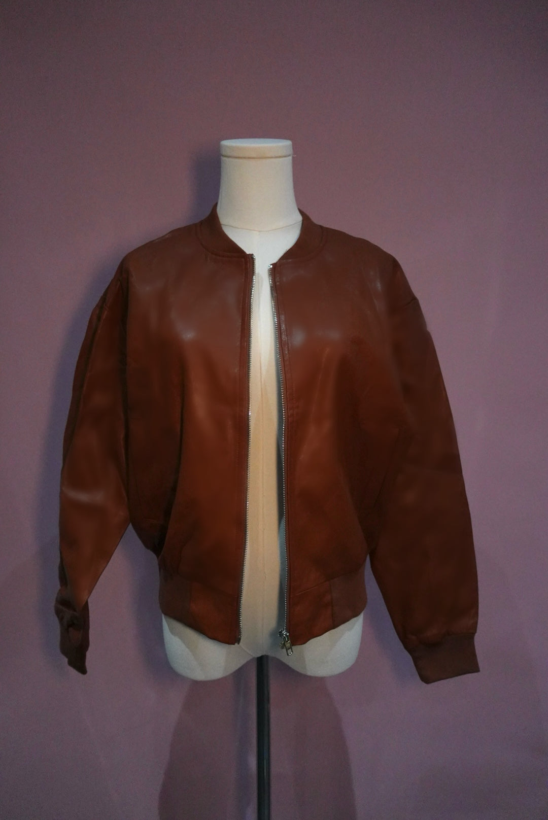 Camel Faux Leather Jacket